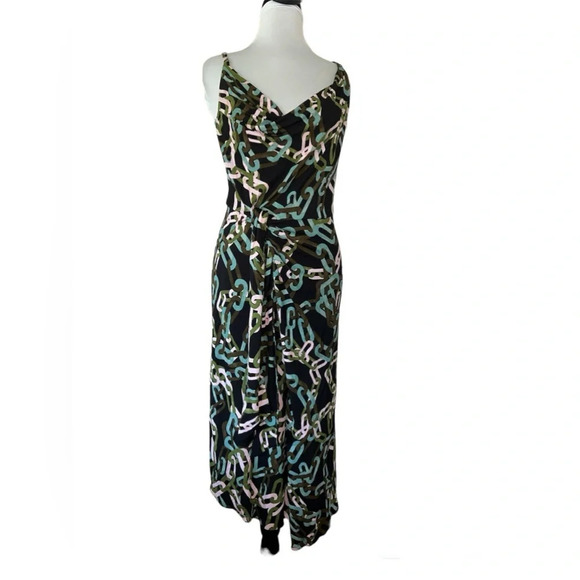 Diane von Furstenberg Matte Jersey Chain Print Dress Green Blue Pink XS New - Picture 2 of 7